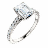 124009 / Neosadený / 14K White / Emerald / 7 X 5 Mm / 8 / Wypolerowane / Engagement Ring Mounting