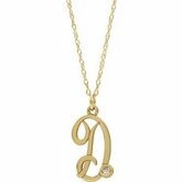 653575 / Sterling Silver / R / 16-18 In / Wypolerowane / .02 Ct Diamond Accented Script Initial Necklace