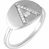 653628 / Set / 14K Rose / J / Polished / .05 Ctw Diamond Initial Ring
