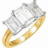 3-Stone Anniversary Ring Mounting for Emerald-Cut Gemstones