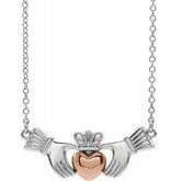 86968 / Necklace / Sterling Silver / 16 In / Polished / Claddagh Necklace