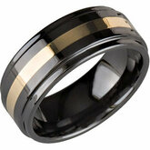 8.0mm Ceramic Couture&trade; Ridged Band with 14KT Yellow Inlay