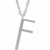 87091 / Sterling Silver / D / 16-18 In / Polished / Block Initial Necklace With Brush Finish