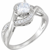 652072 / 14Kt White / 4 Mm Center Semi-Mount Engagement Ring / .08 Ctw Diamond Semi-Mount Engagement Ring
