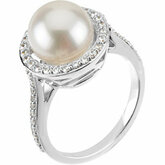 Accented Halo-Styled Ring Mounting for Pearl