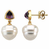 Amethyst Semi-mount Earrings for Pearl