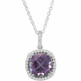 Amethyst & Diamond Pendant or Necklace