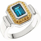Beaded Bezel-Set Ring for Emerald-Shape Gemstone