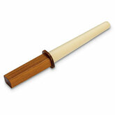 Beige Leatherette Ring Stick with Walnut Handle