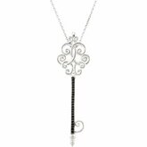 Black Spinel Scroll Key Pendant or Necklace