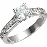 Cathedral-Style Engagement Ring Mounting with Accent