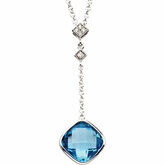 Checkerboard Swiss Blue Topaz & Diamond Necklace