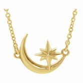 Crescent Moon & Star Necklace or Center