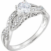 Diamond Semi-mount  Infinity-Style Engagement Ring or Band