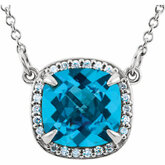 Diamond & Gemstone Halo-Styled Necklace