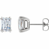 Emerald 4-Prong Split Claw Earrings