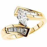 Engagement Ring Mounting with Baguette Accents or Matching Band