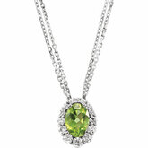 Genuine Peridot & Diamond 18" Necklace