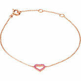 Genuine Pink Sapphire Heart Bracelet