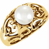 Openwork Scroll Design Ring Mounting for Pearl