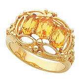 Oval 3-Stone Openwork Ring Mounting
