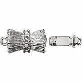 Rhodium Plated Double Cone Clasp with Crystals
