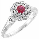 Ruby & Diamond Halo-Style Ring or Mounting