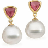 South Sea Cultured Pearl & Rhodolite Garnet Earrings or Semi-mount