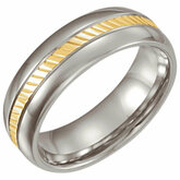 Stainless Steel Domed Band with 18kt Yellow Inlay