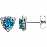 Swiss Blue Topaz & DiamondHalo-Style Earrings or Mounting