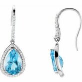 Swiss Blue Topaz & Diamond Earrings or Semi-mount
