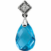 Swiss Blue Topaz & Diamond Pendant