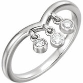 Three-Stone Fringe "V" Ring