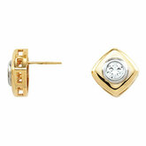 Two-Tone  Bezel-Set Solitaire Earring Mounting