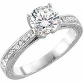 651864 / Engagement Ring / Neosadený / 14K White / round / 6.5 Mm / Wypolerowane / Blank Engagement Ring