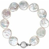 Freshwater Cultured Coin Pearl Necklace or Bracelet