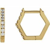 653635 / Set / 14K Yellow / Earrings / Hinged Posts / Pair / Polished / 1/8 Ctw Diamond Geometric Hoop Earrings