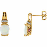 Opal, Pink Tourmaline & Diamond Earrings
