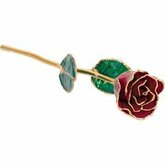 Lacquered Garnet Colored Rose with Gold Trim