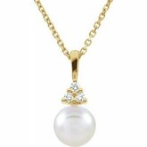 Akoya Cultured Pearl & Diamond Necklace