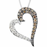 Brown & White Diamond Heart Necklace