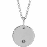 87244 / Sterling Silver / Custom Engraved / Wypolerowane / Round Starburst Necklace