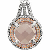Rose Quartz & Diamond Two-Tone Design Pendant