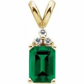 ChathamÂ® Created Emerald & .06 CTW Diamond Pendant