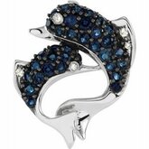 Genuine Sapphire & Diamond Dolphin Pendant