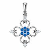 Blue Sapphire & Diamond Fashion Pendant