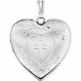 Heart Locket Engraved with Cross