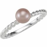 Stackable Pink 6.0mm Glass Pearl Ring