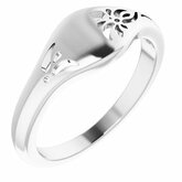 None / Sterling Silver / Polished / Metal Fashion Pierced Floral Inspired Ring