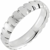 52088 / Sterling Silver / 8.5 / 4 Mm / Polished / Facetted Curve Edge Band With Satin Finish